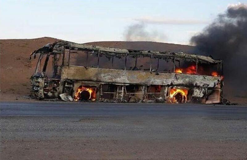 آتش‌سوزی اتوبوس اتباع آذربایجان در جاده اردبیل – سرچم