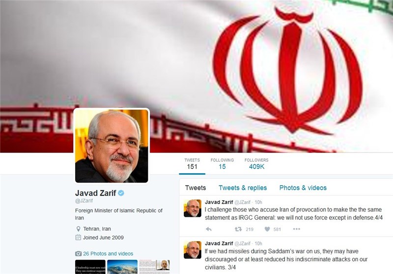 توئیت ظریف بعد از حمله ایران به عین الاسد
