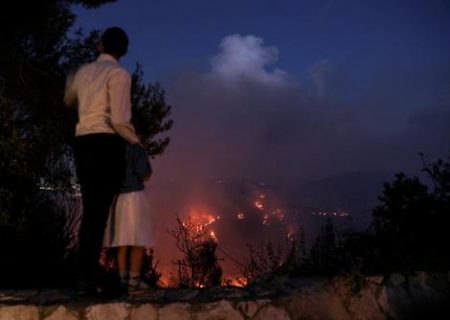 آتش سوزی مناطق جنگلی اطراف شهر قدس/ عکس