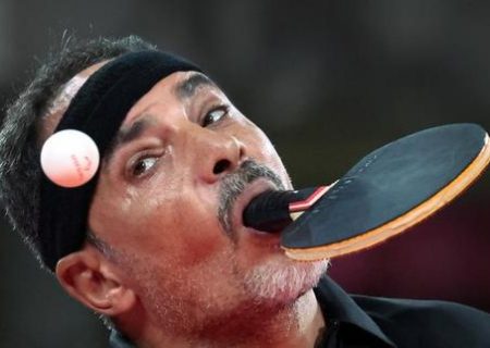 پینگ پنگ با دهان در مسابقات پارالمپیک توکیو/عکس