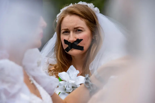 تظاهرات فعالان مخالف ازدواج کودکان در آمریکا/ عکس