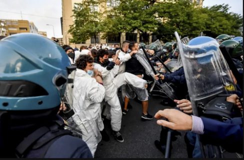 درگیری معترضان به تغییرات اقلیمی با پلیس در ایتالیا/ عکس