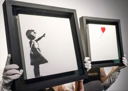 نقاشی”دختر و بادکنک” اثر “بنکسی” در حراج کریستیز لندن/ عکس