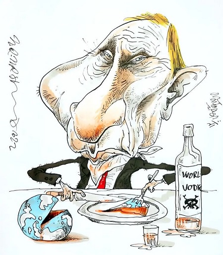 میز شام مخصوص ولادیمیر پوتین/کاریکاتور