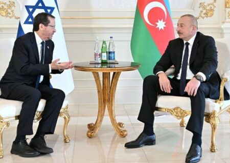 دیدار علی اف و رئیس اسرائیل در باکو