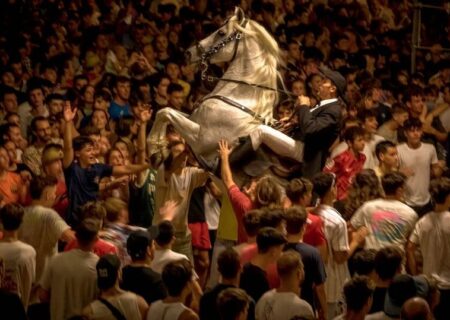 یک اسب سوار در جشنواره سنتی سنت آنتونی در اسپانیا