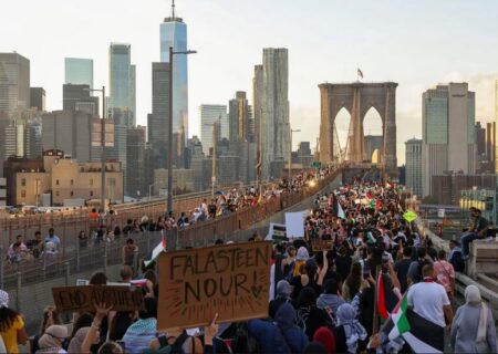 تظاهرات بزرگ حامیان فلسطین در نیویورک
