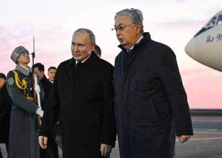 استقبال از ولادیمیر پوتین در آستانه قزاقستان