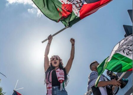 تظاهرات حامیان فلسطین در شهر لس آنجلس آمریکا
