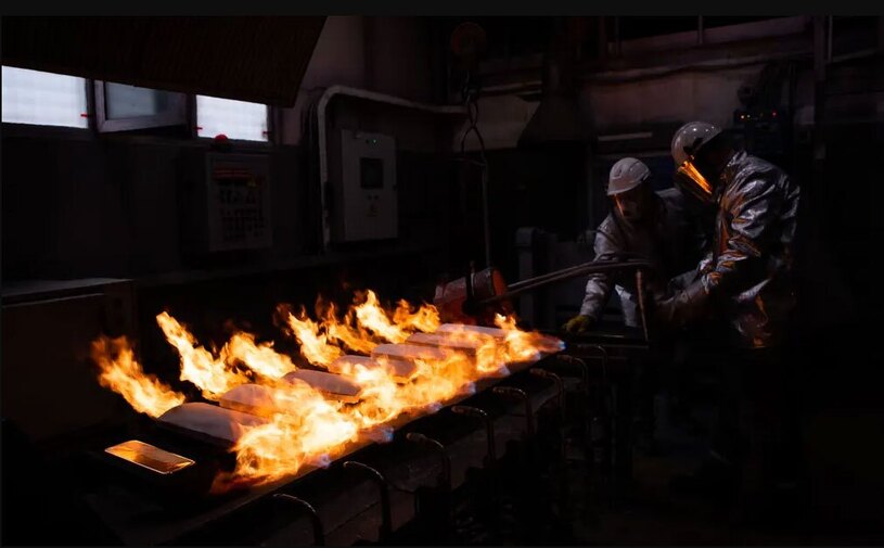 کارگاه تولید شمش طلا در کرسنویارسک روسیه